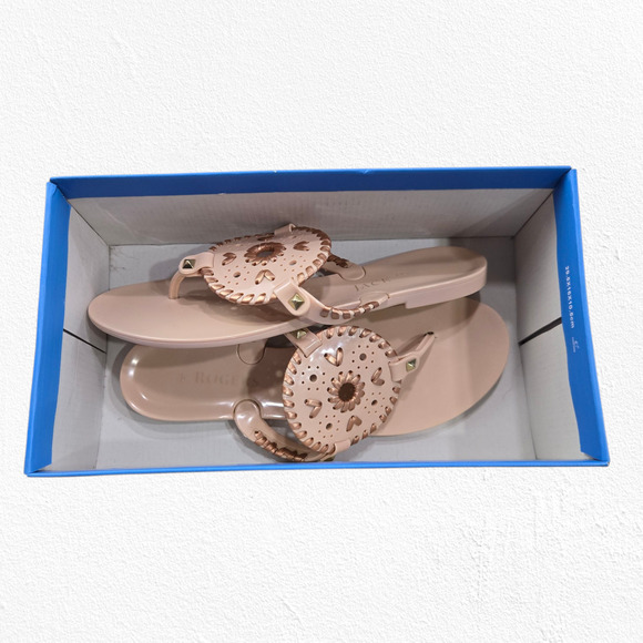 Jack Rogers Georgica Jelly Sandals Size 8 Blush Pink Rose Gold Thong Flip Flops - Picture 9 of 11